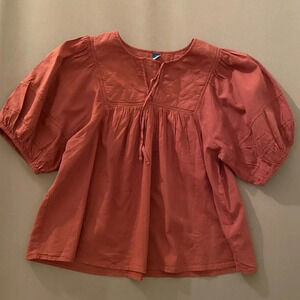 Rusty Boho Swing Quilted Neckline Blouse Women Size L